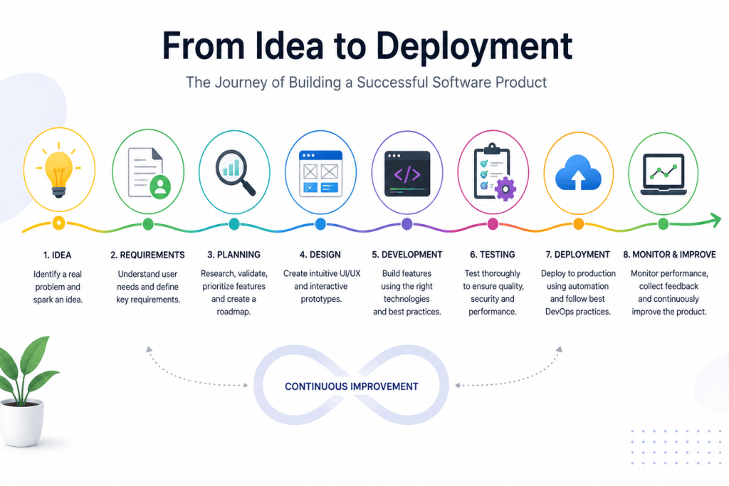 Software Product Development Process from Idea to Deployment