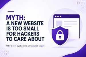 New website security and automated cyberattack illustration